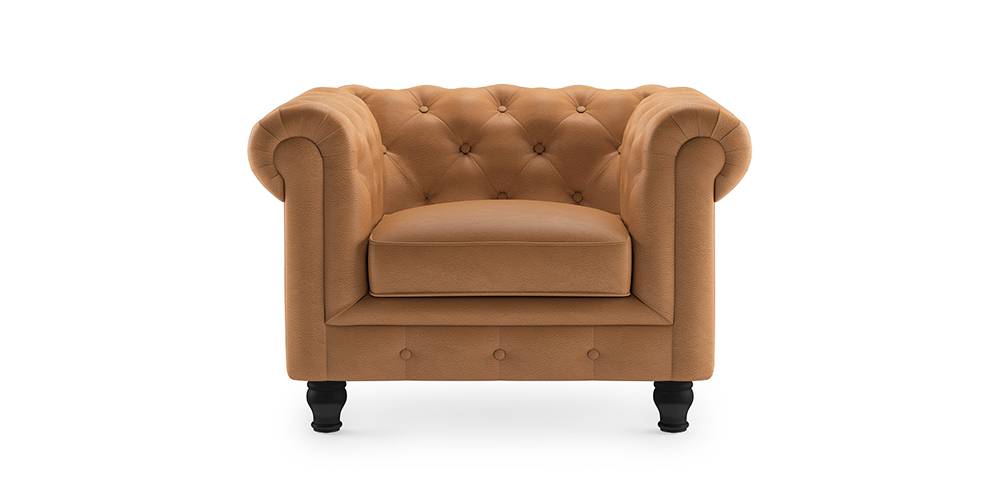 Winchester Half Leather Sofa (Mustard Italian Leather)